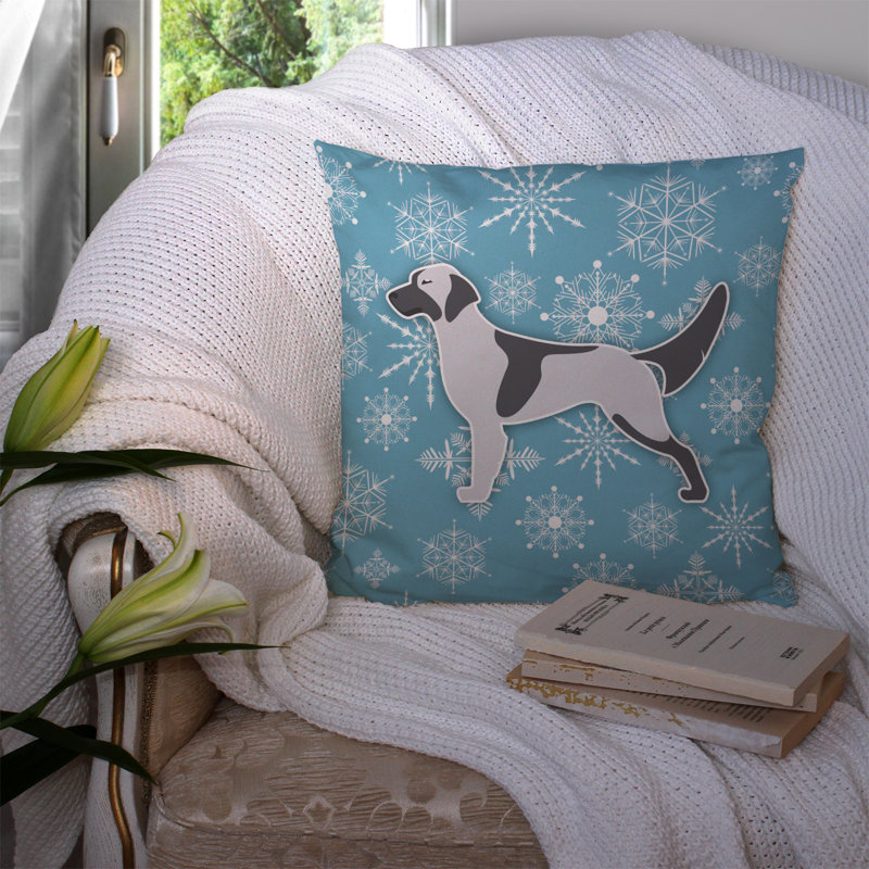 Coussin intérieur/extérieur en flocons d’hiver, H 14 po x l 14 po x P 3 po