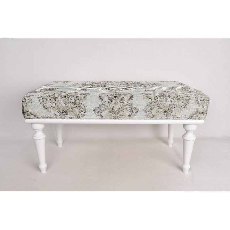 Cotton Upholstered Bench, 45cm H x 120cm W x 45cm D, Brown