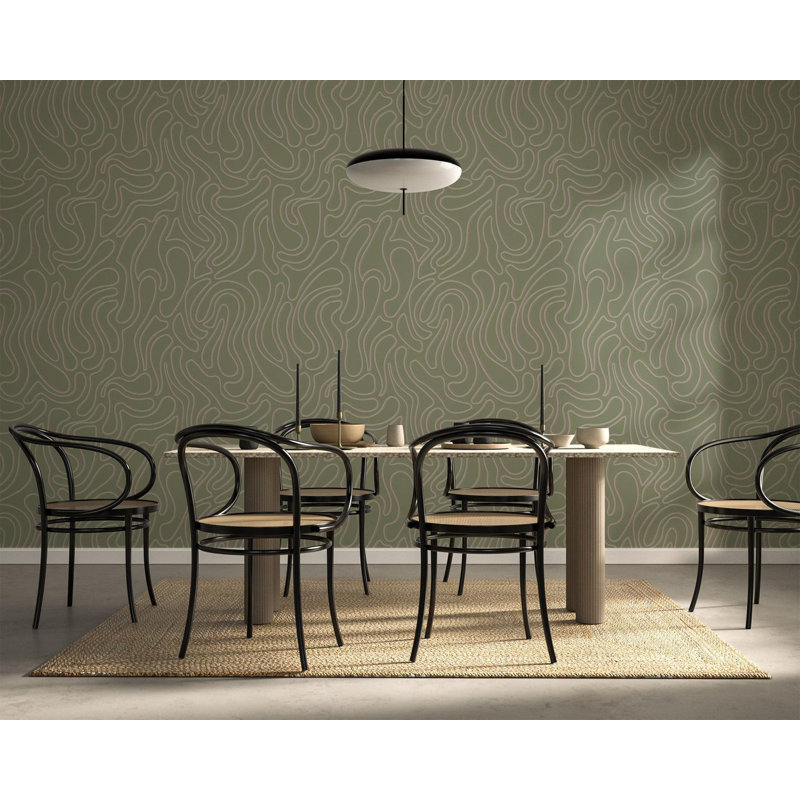 Aire - Taupe Wallpaper by Sabrina Yvonne, Olive, Faux Grasscloth, Non-pasted