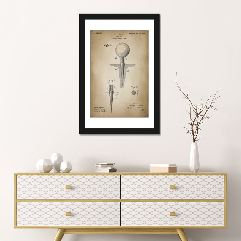 « golf tee », impression sur toile, H 24 po x l 16 po x P 1 po, Papier d'art encadré noir, Blanc