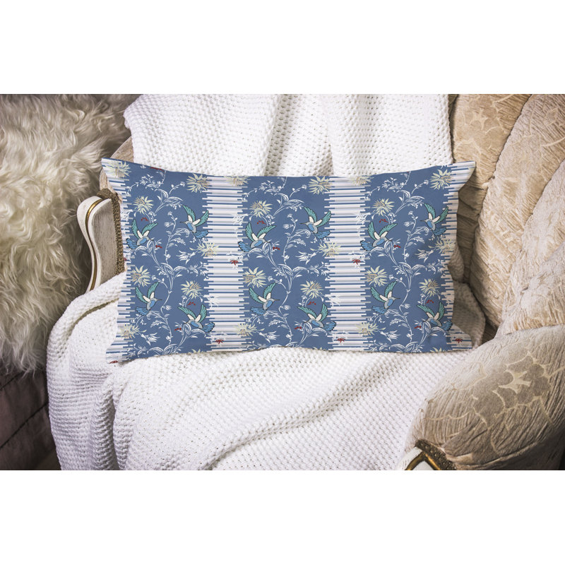Coussin décoratif Songbird Flora Parade, Bleu / blanc