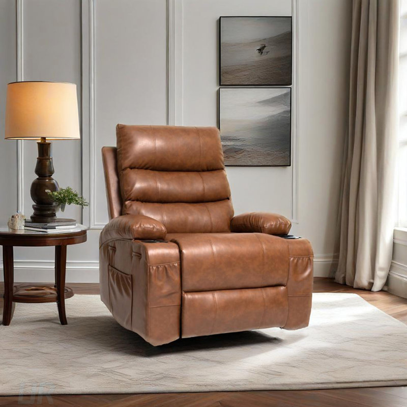 21"Seat Width,Large Size Electric Power Lift Recliner Chair Sofa For Elderly, 8 Point Vibration Massage And Lumber Heat, Remote Control, Side Pockets And Cup Holders