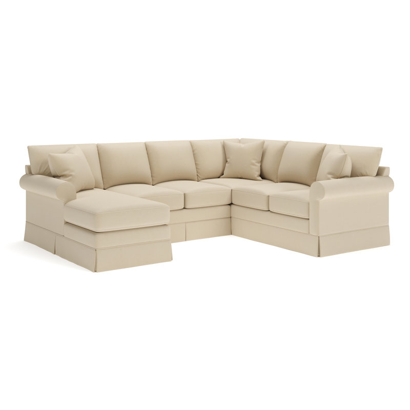 Friedman Upholstered Chaise U-Sectional, Left Hand Facing, Bayou Stone Canvas
