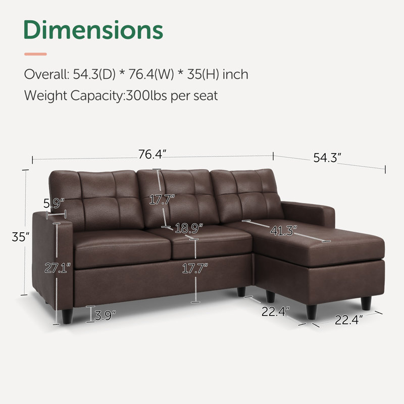 L-Shaped Reversible Sectional Upholstered Sofa Couch