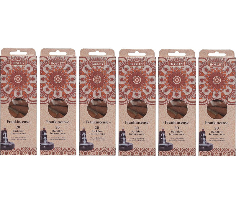 Cônes d'encens Hosley Frankincense à reflux brun, arôme durable pour la pureté et l'air pur, poudre de bois, aromathérapie pour soulager le stress, purificateur d'air et nettoyage, ensemble-cadeau - paquet de 120 cônes
