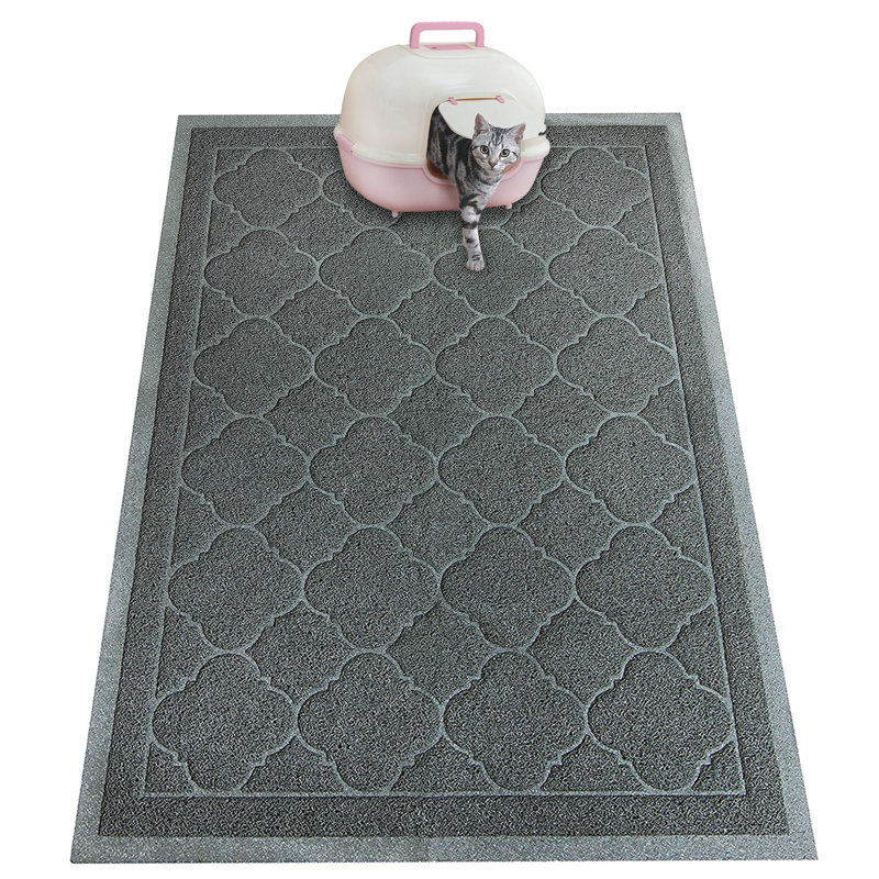 Le tapis de litière pour chat emprisonne la litière de la taille de litière TG de 47 po x 36 po, antidérapante et imperméable, facile à nettoyer