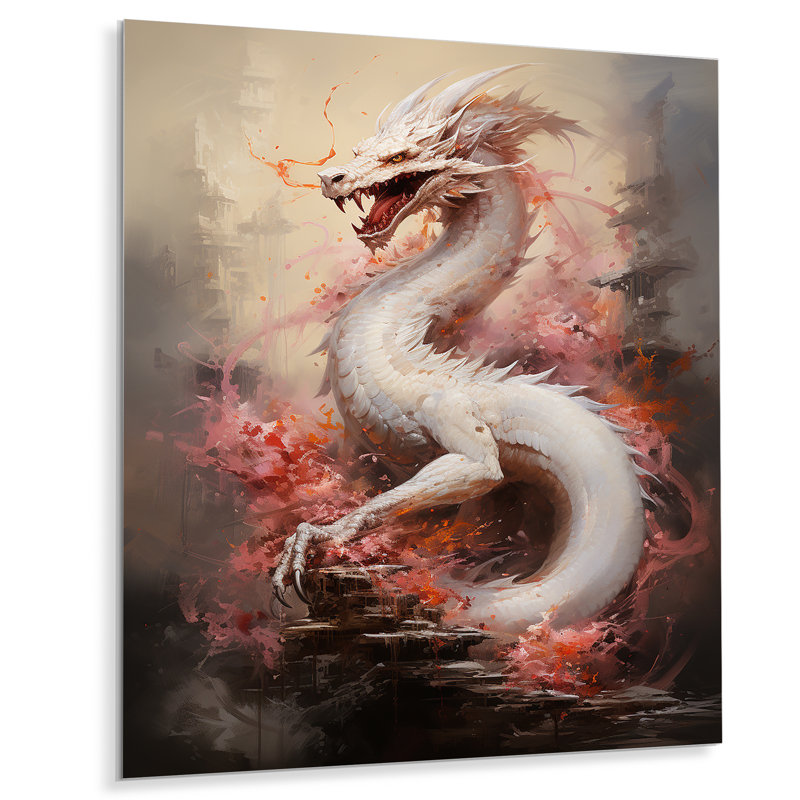 China Dragon Dance 2 - Art mural en porcelaine, H 32 po x l 24 po x P 1 po