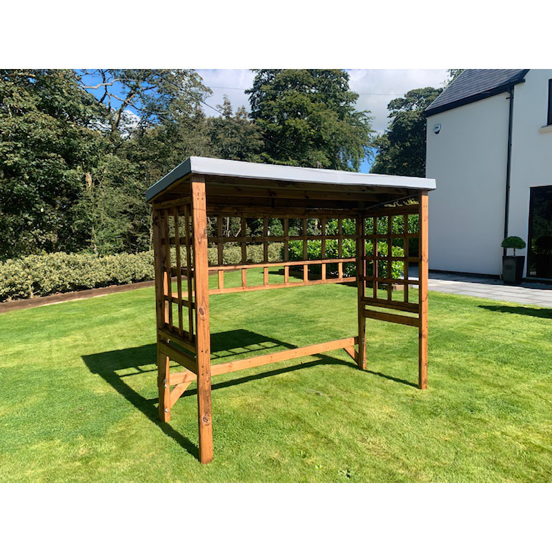 Oakham 2.5m x 1m Wood Patio Gazebo, Grey