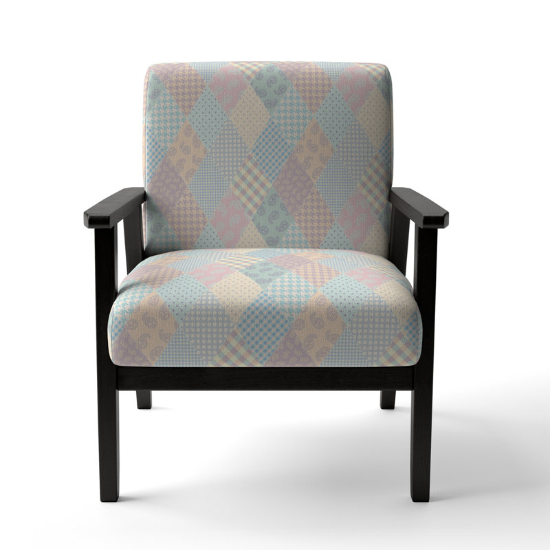 Multicolor Quilting Patchwork - Upholstered Patterned Accent Arm Chair