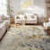 Abstract Machine Washable Gold No-Skid Area Rug