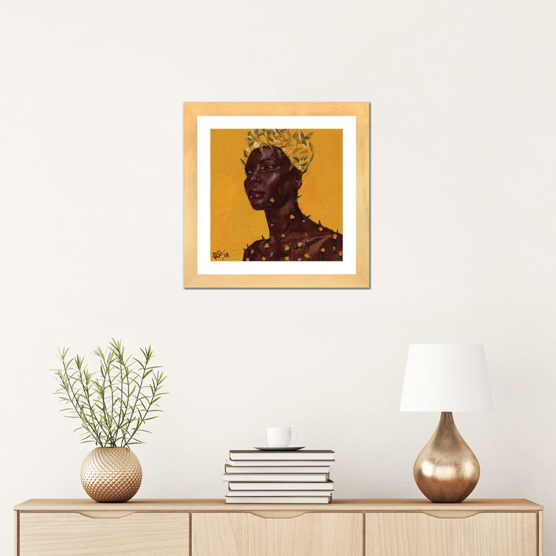 Sprout par Adekunle Adeleke-reproduction d’art, Blanc, H 16 po x l 16 po x p 1 po, Toile avec cadre en bois beige