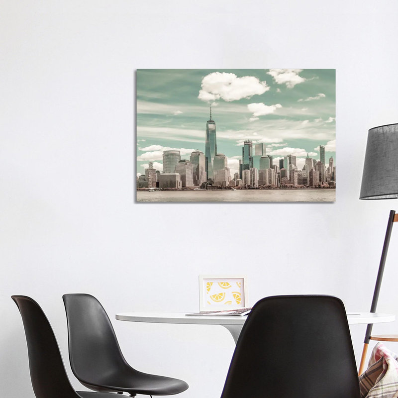 NYC Manhattan Skyline & Hudson River by Melanie Viola - Wrapped Canvas Print, 101.6 cm H x 66.04 cm W x 1.91 cm D
