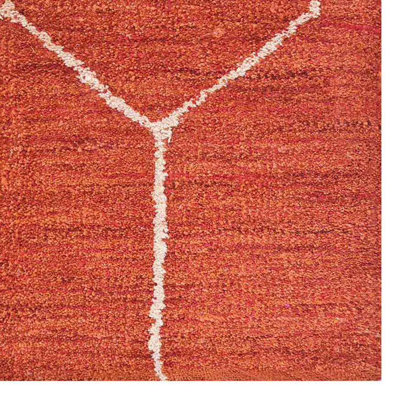 Geometric Hand-Knotted Loom Silk Rust Colour, Area Rugs, Rectangle 6' x 9'