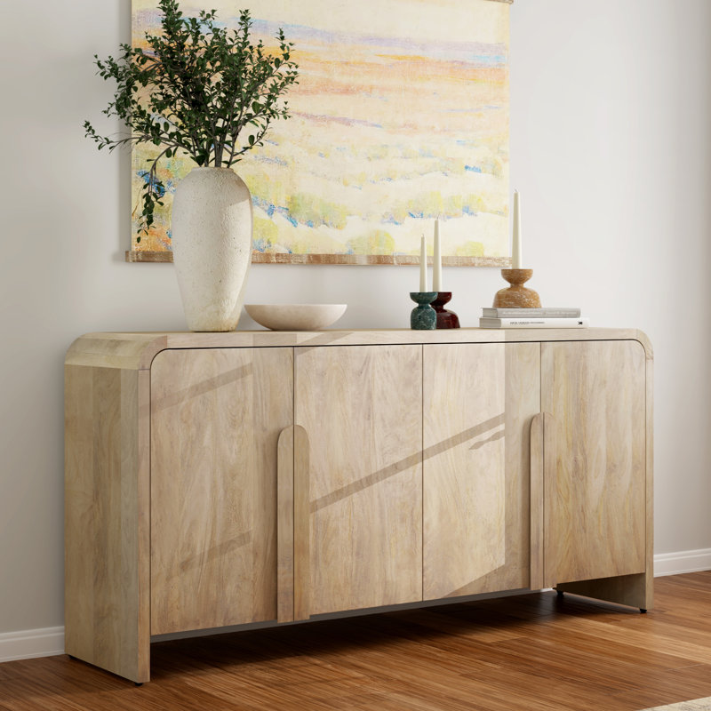 Buffet contemporain en bois de manguier massif fabriqué à la main