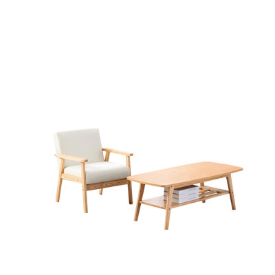 Beige Coffee Table And Chair - 30" Height, 47" Width 52.05 Lb Weight, 21.5" Depth