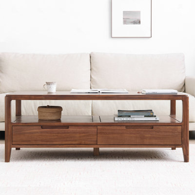 Rectangular solid wood coffee table