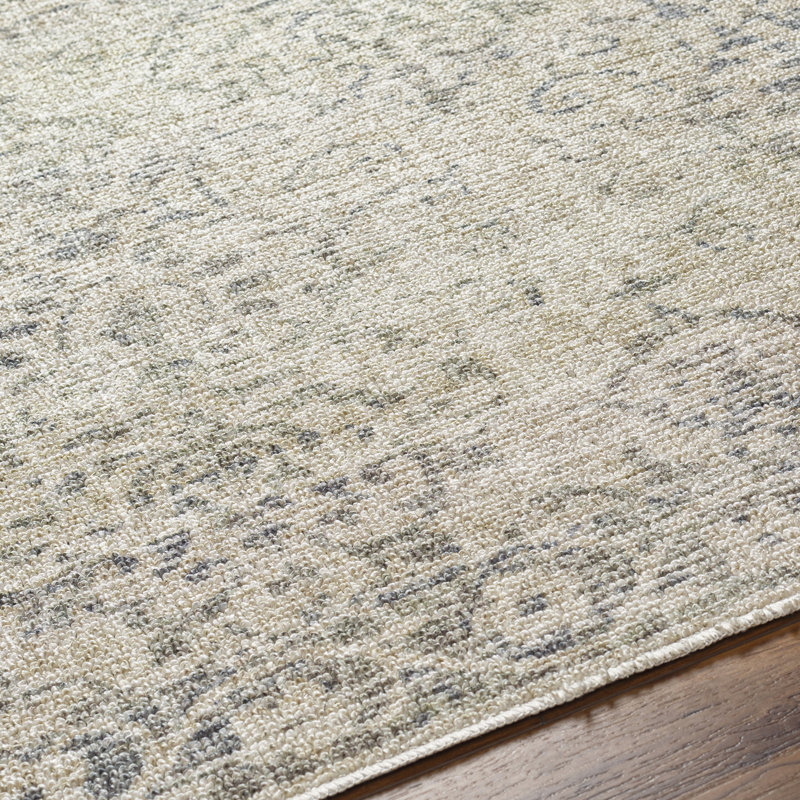 Goshay Sterling Grey Machine Washable Area Rug, Rectangle 4'3" x 5'11"