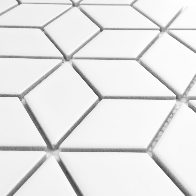 Metro Rhombus 10-1/2 " x 12-1/8 " Porcelain Mosaic Floor & Wall Tile, Matte White