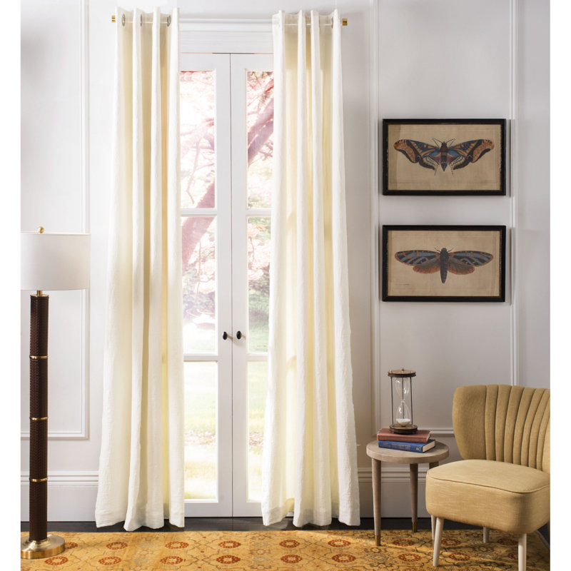 Lipford 100% Linen Semi Sheer Curtain Single Panel, 84" L x 52" W