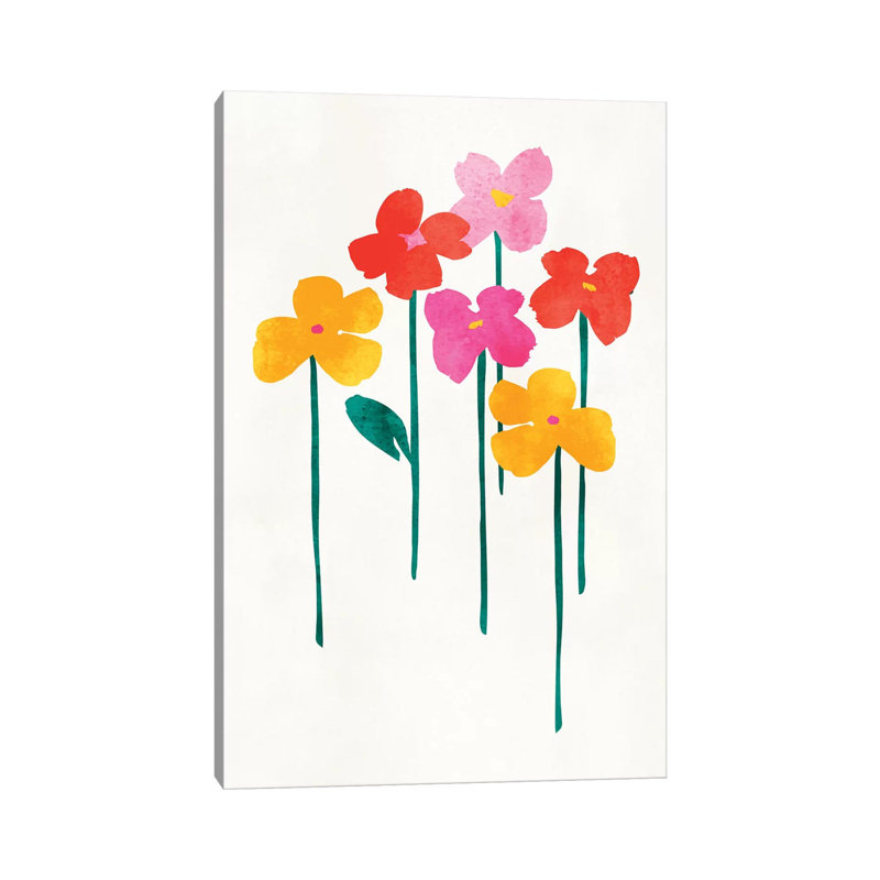 «Little Happy Flowers» par Kubistika - peinture sur toile tendue, H 18 po x l 12 po x 1,5 po