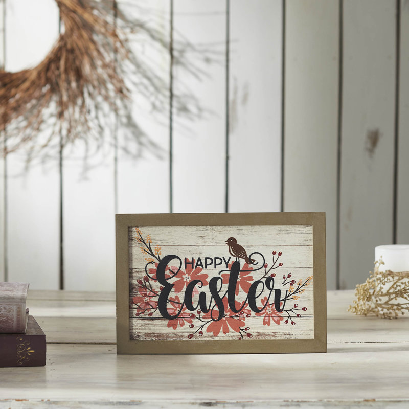 Printemps en fleurs Joyeuses Pâques avec panneau mural en panneau de fibres à densité moyenne 8 x 12 x 0,5