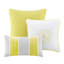 Grand édredon en tissu de coton imprimé taupe gris / jaune avec 3 coussins élégants 15 po-121159225-121159227