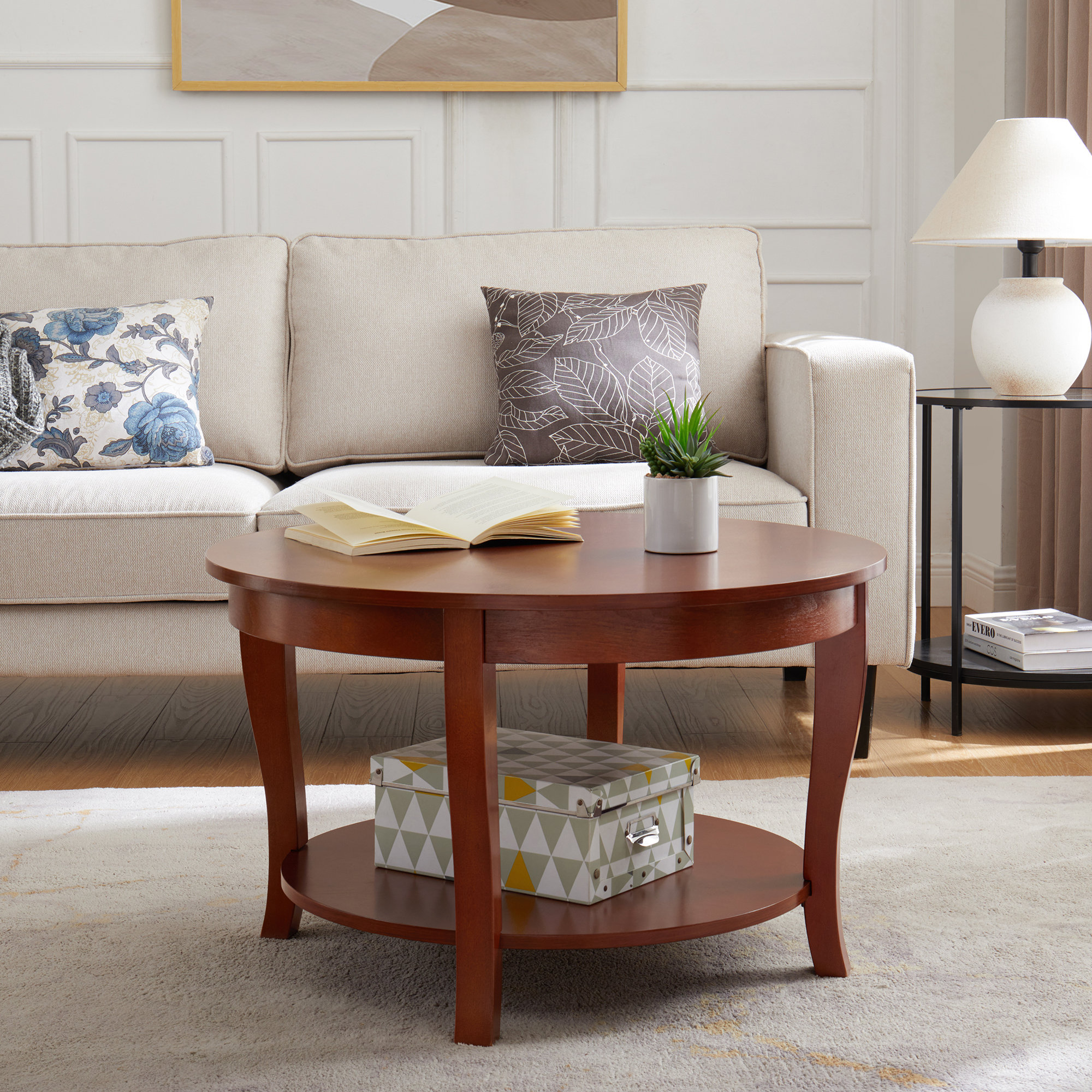 Lark Manor™ Round Coffee Table With Open Storage Shelf 