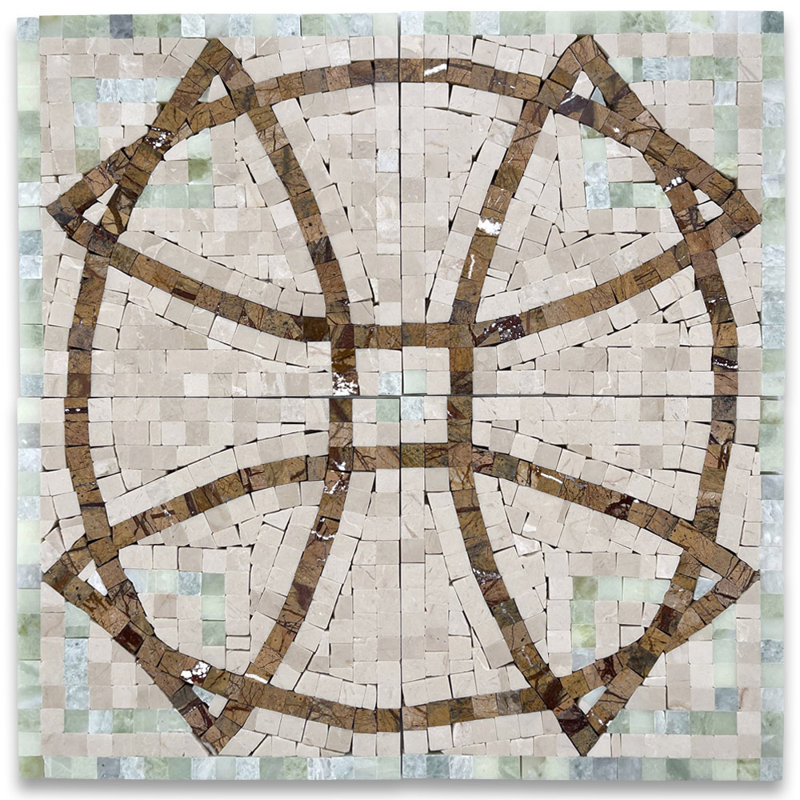Carreau de mosaïque de mur et de sol en marbre 6,3 po x 6,3 po Emerald