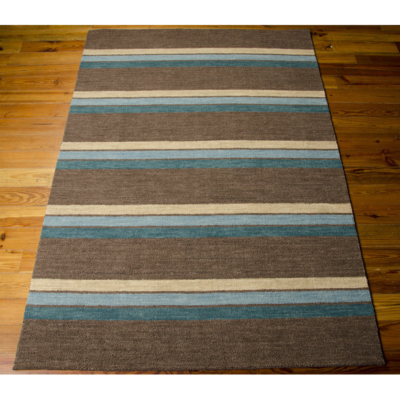 Manford Hand-Woven Wool Brown Indoor/Outdoor Area Rug, Rectangle 3'6" x 5'6"