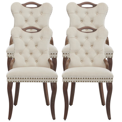 Miyona American Traditional Style Vintage Velvet Dining Chairs With Copper Nailhead Trim Decoration
