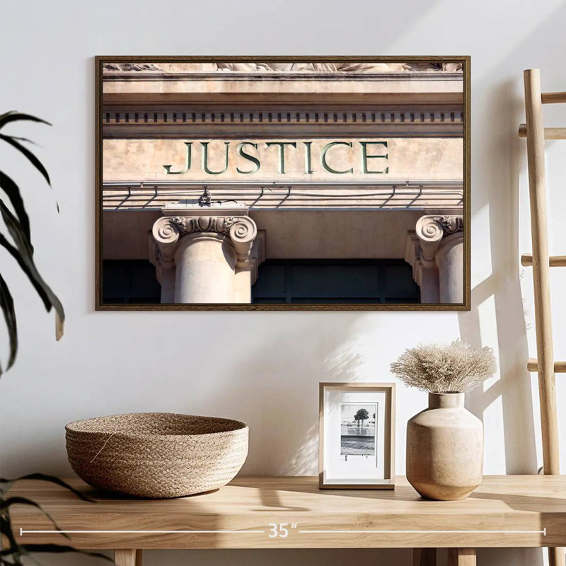 Enseigne de cour de justice, Cadre flottant en bois naturel, 13 po x 9 po