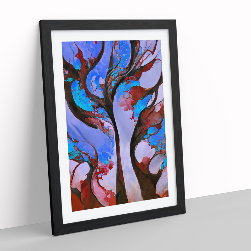Tree In Abstract No.5 - Single Picture Frame Painting, Black Framed, 64cm H x 46cm W x 2cm D