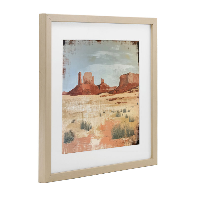 «Desert Post card Mesa», reproduction sous verre encadrée, design par Petal Prints Design, H 16 po x l 16 po