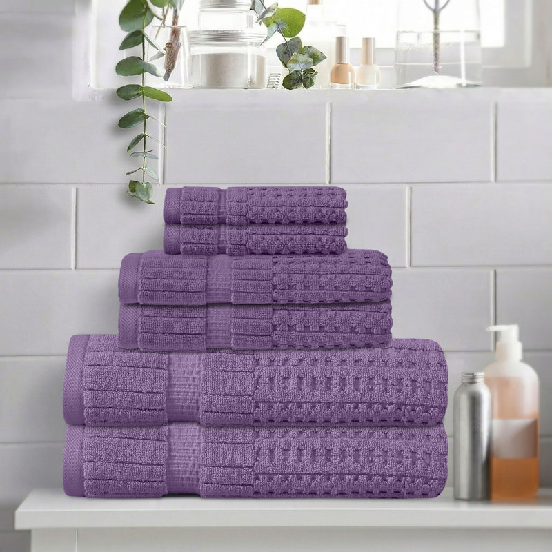 Ensemble de serviettes 6 pièces Willow - 100% coton peigné, qualité supérieure 630 g / m², mauve, ultra-doux et très absorbant