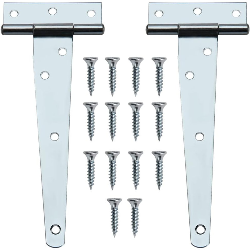 Domira 150Mm (6") Silver Galvanized Steel T-Hinges – Heavy Duty Rust-Resistant Hinges For Shed, Gate, Door, Garage, Fence & Barn