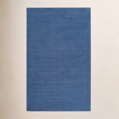 Crowe Dark Blue Hand-Woven Wool Rug
