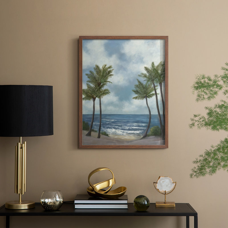 Coastal Palm Tree II, reproduction encadrée - bois massif, H 11 po x l 9 po, Noyer