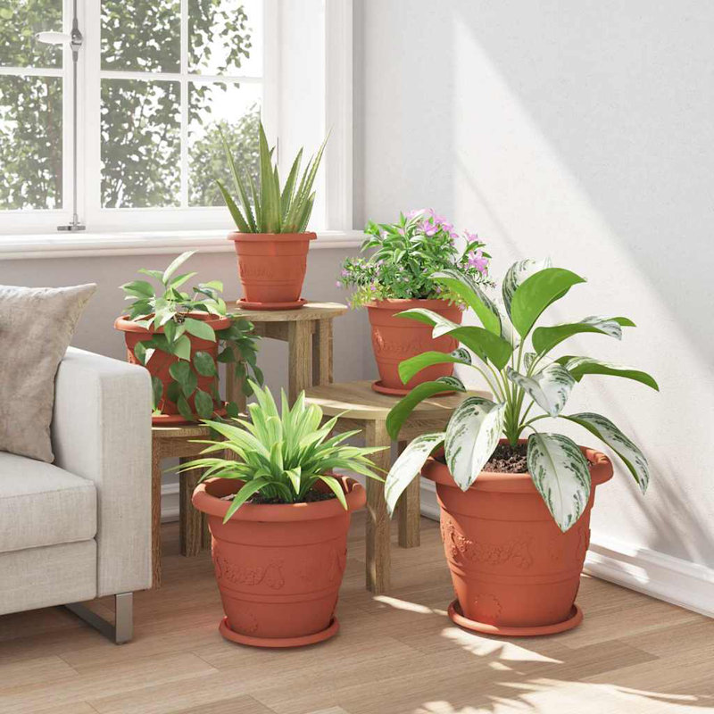 Planter, 28cm H x 34cm W x 34cm D, Brick Red