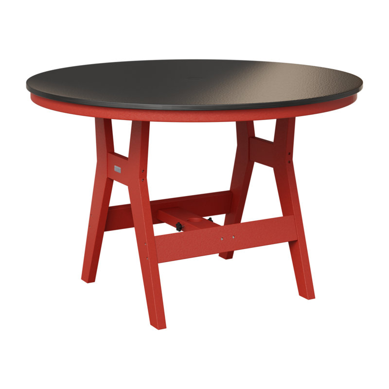 Table de bar ronde 48 po Berlin Gardens Harbor, Noir martelé, Rouge écarlate, H 38,87 po x l 48 po x P 48 po