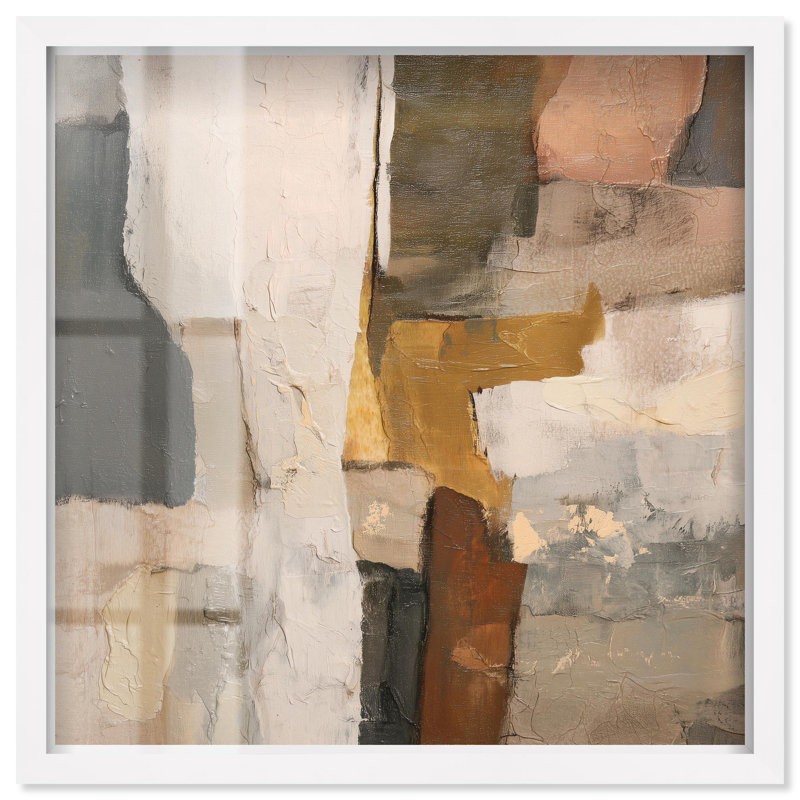 Art mural bohème Patchwork Plains III Shadowbox par Art Remedy, cadre blanc, 31 x 31, H 31 po x l 31 po, Cadre blanc