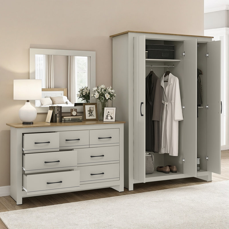 Limestone Storage Suite Bedroom Set, Light Grey