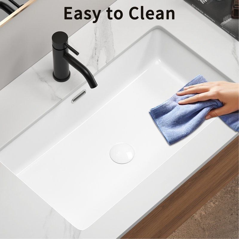 Évier encastré et encastré blanc de 28 po pour la cuisine et la salle de bain, lavabo simple, esthétique moderne à montage double rectangulaire, pratique d'abord