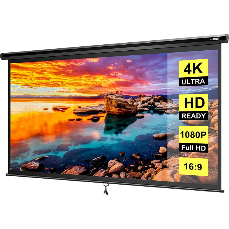 White 49'' x 74'' Manual Ceiling Mounted Projector Screen