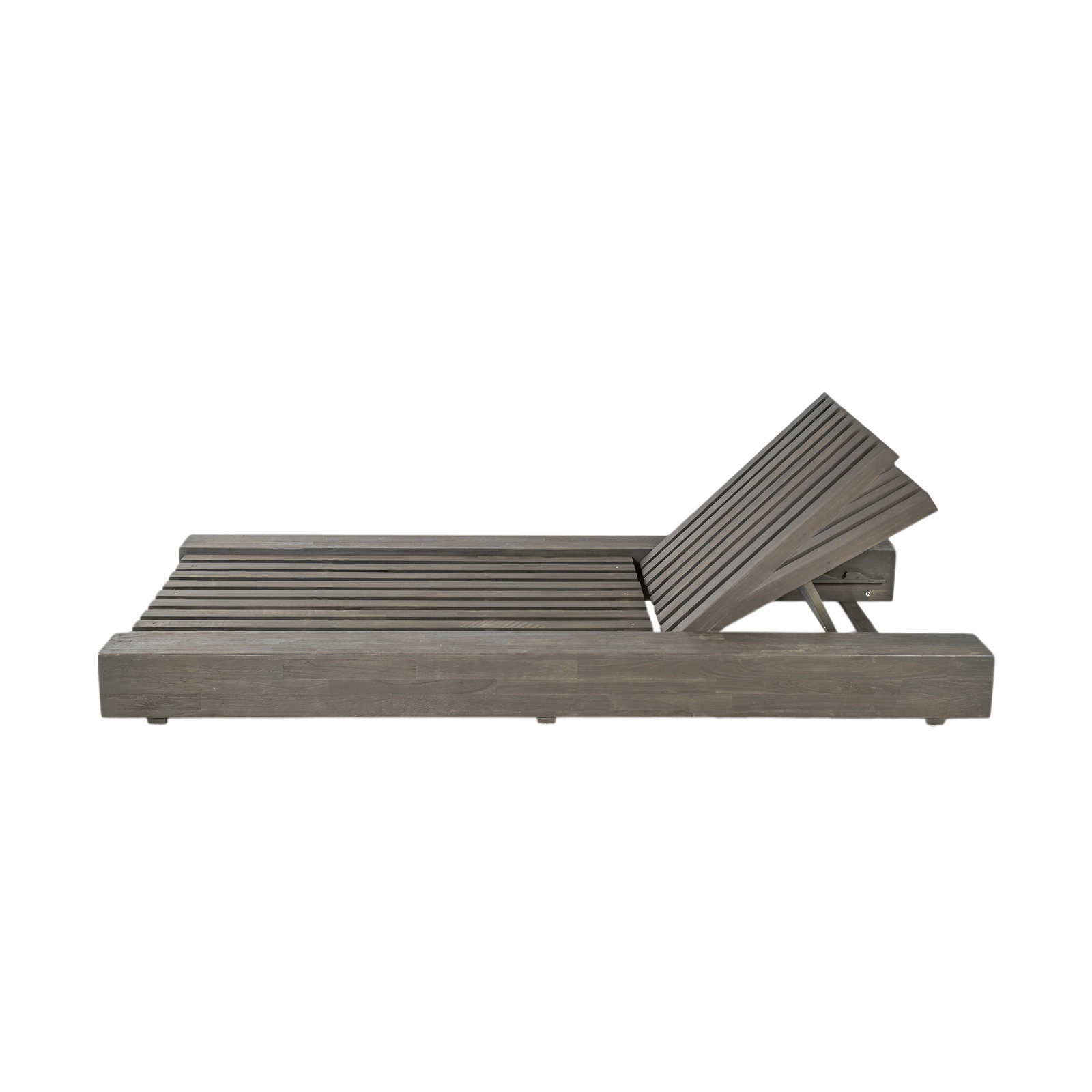 Donnie 39" Acacia Patio Chaise Lounge Set, Sandblast Gray Frame / Dark Gray Cushion, 1