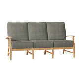 Croquet 75.75" Wide Outdoor Teak Patio Sofa with Cushions