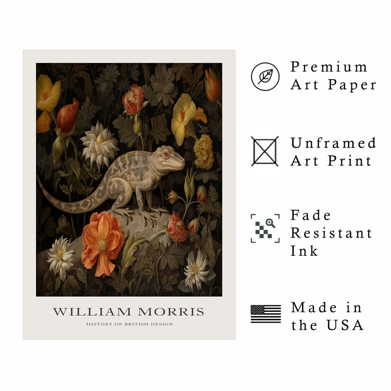 Animaux, reproduction d'art sans cadre William Morris, H 7 po x l 5 po