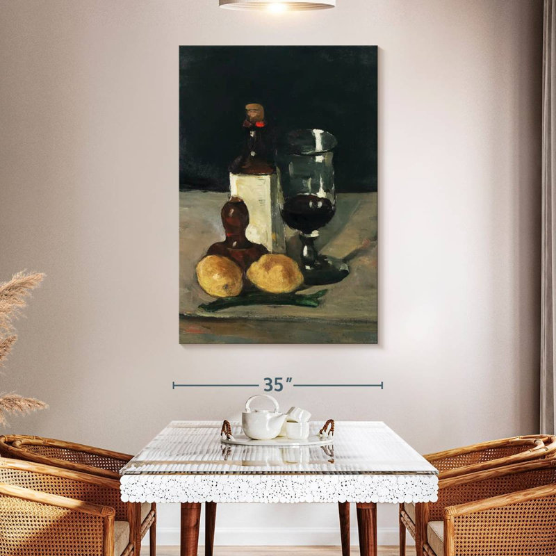 Nature morte avec verre à bouteille et citrons, H 51 po x l 34 po