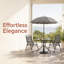6-Piece Outdoor Dining Set with Patio Umbrella, 4 Folding Chairs, Tempered Glass Table, Steel Frame, Gray