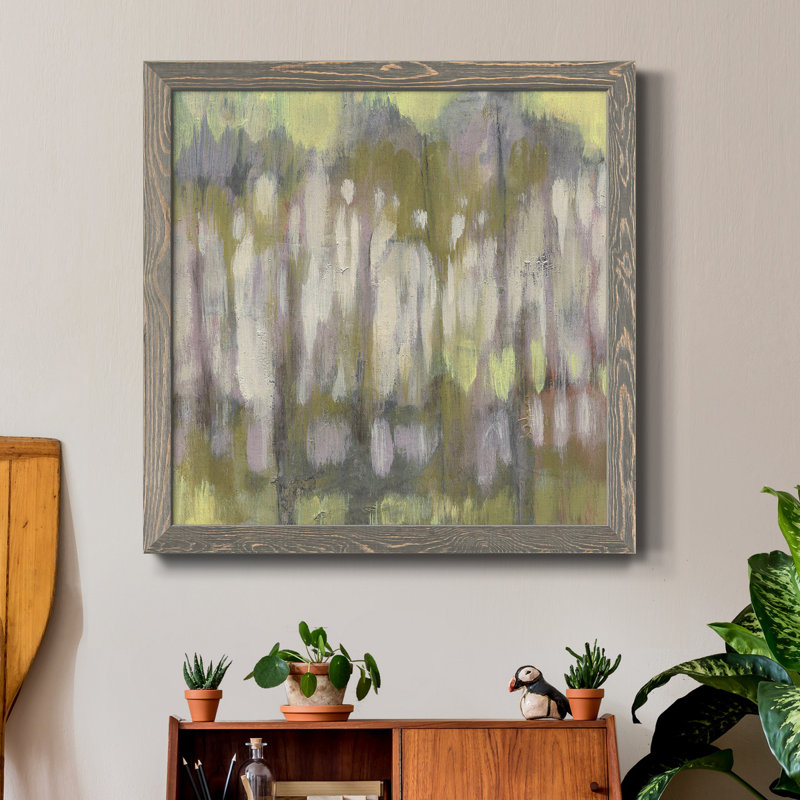 Arbres de vitrail I - Toile encadrée de qualité supérieure - Prêt à être accroché, H 17 po x l 17 po x P 1,5 po, Cadre gris