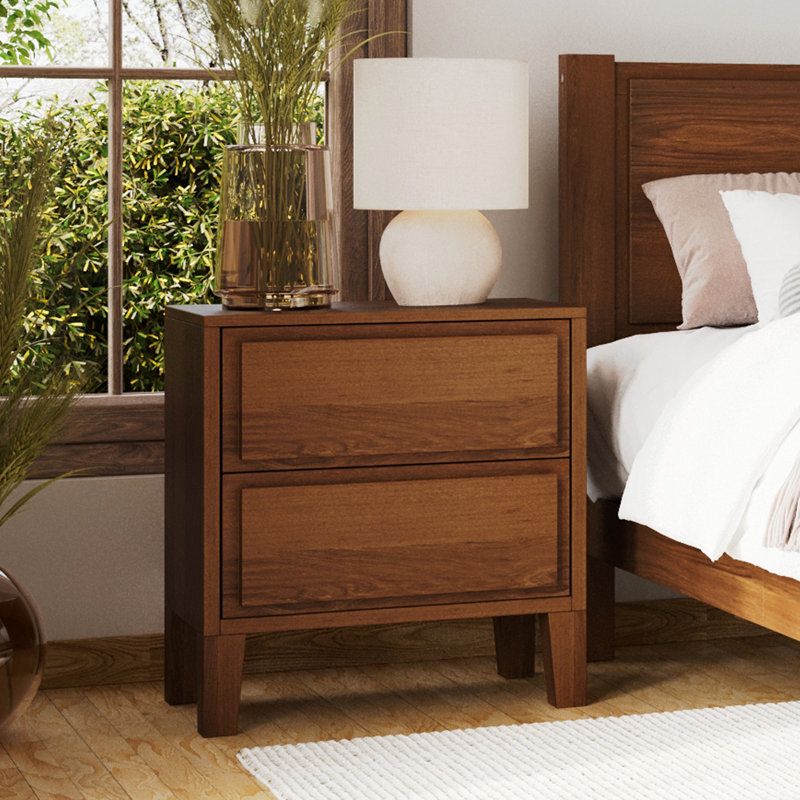 Table de chevet en bois massif Knighten, Noyer foncé